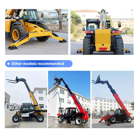 Industrial Rock Solid Telescopic Handler Forklift With Seven To Ten Meter Reach Boom and Smart Safety System for Serious Hauling shown from different angles.