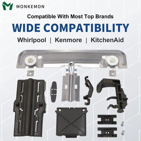 Top Rack Replacement Kit For Whirlpool Dishwashers 20 Pcs W10712395 W10350375 Heavy Duty Metal Upgrade With 1.25 Inch Wheel