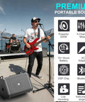 Musician using 200W Portable Karaoke Machine With 5 Channel Mixer Bluetooth PA System 6 In 1 Wireless Voice Amplifier outdoors