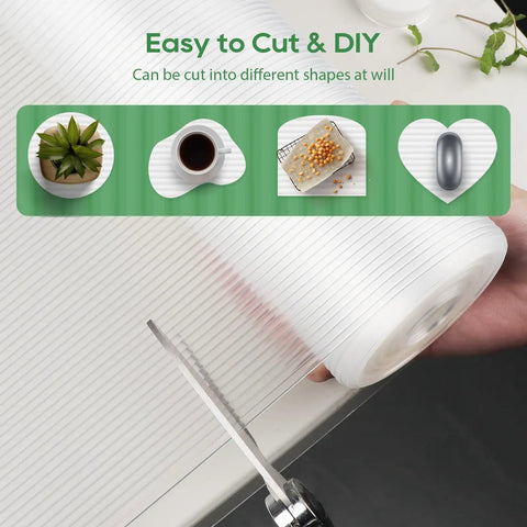 Heavy Duty Non Slip Shelf Liner For Cabinets And Drawers, 12X20 Feet Raised Stripe Mat Keeps Stuff Solid As Rock Without Messy Tape Or Glue, Total Game Changer For Your Kitchen And Office Setup