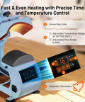 Dope Curved Hat Heat Press Machine with 6.54 by 3.84 inch plate, displays temperature and timer control on digital screen
