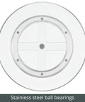 Slick Rotating Lazy Susan Turntable Spinner Fully Swiveling 11.5 Inch Clear Plastic Round Organizer base with stainless steel ball bearings.
