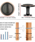 Oil Rubbed Bronze Round Cabinet Knobs One And A Quarter Inch Ten Pack Solid Metal Drawer Pulls With Screw Sizes Diagram