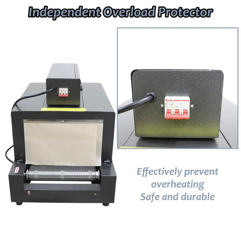 Independent overload protector of Industrially Grade INTSUPERMAI Heat Shrink Wrapping Machine with quartz heating tubes.