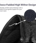 Fleece padded high wither design on Diamond Quilted Dressage Saddle Pad With Four Pockets And Foam Inserts, black color