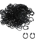 200 Pcs Three Eighths Inch Snap Rings Assortment Kit C Clip External Retaining Rings visible in black color for automotive machinery