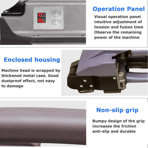 Heavy Duty Cordless Electric Strapping Machine With Dual 5000 Mah Batteries Automatic Handheld Banding Tool For Pet Pp Strap Packing Warehouse Operations control panel and non-slip grip