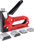 Beast Of A 4 In 1 Heavy Duty Upholstery Staple Gun Kit With 1200 Staples for various staple types, shown with handle and staples