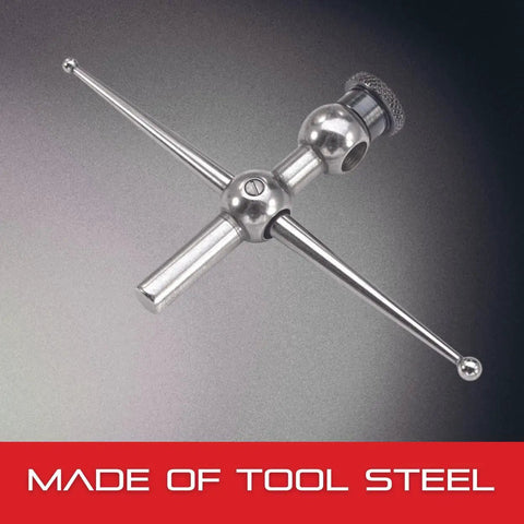Universal Dial Test Indicator Attachment With Back Plunger For 196 And 196M Series, tool steel body displayed on gray background