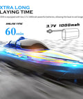 RC Boat With LED Light Modes, 2.4GHz Remote Control, Waterproof Hull for Pools and Lakes, Transparent Cover, Low Battery Alert