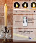 2 Pack Flameless Taper Candles With Remote And Timer, 9.6 Inch Ivory LED Battery Operated Wax Style Candles, close-up view