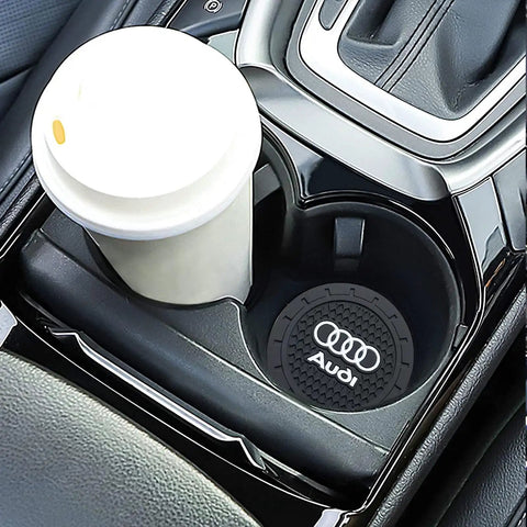 No Slip Silicone Car Cup Holder Coasters in recessed cupholder with a coffee cup, 2.75 inch, 2 pack, durable interior accessory.