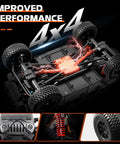 1/12 Scale RC Crawler MN128 4x4 Off Road Jeep Truck With Realistic Body, Durable Build, chassy and wheels view