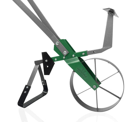 High Wheel Garden Cultivator with Self Cleaning Steel Wheel Hoe and Modular Plow in heavy duty steel for gardening