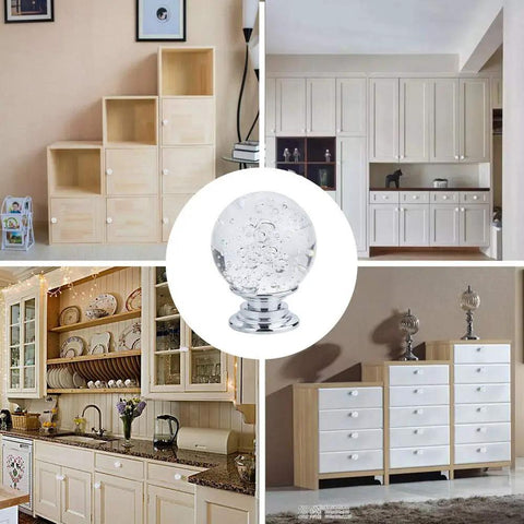 Kick Up Your Kitchen Vibe With Premium Transparent K9 Crystal Cabinet Knobs Set Of 10 Round Glass Bubbles For Drawers And Dressers Sleek Smooth Design With Sturdy Zinc Alloy Hardware