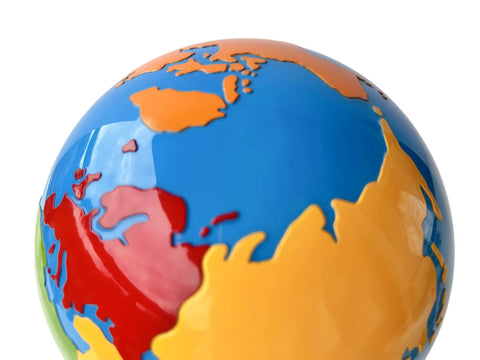 Montessori Color Globe 8.7 Inch Beechwood World Globe With Continent Outlines For Kid-Friendly Geography Learning detail view