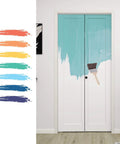 36 Inch By 80 Inch Bifold Barn Door With Hardware Kit White Primed Single Panel Shaker Style Interior Door For Closets Pantries And Laundry Rooms Hollow Core Construction Ready To Paint shown partially painted with a brush
