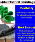 Foldable Tough As Nails Black Electrical Safety Rubber Mat High Voltage Insulating Floor Pad showing flexibility and shock resistance.