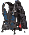 Zena Womens Scuba BCD With Floral Front Panels Aqua Blue Floral Size Small Adjustable Twin Straps Built For Women Divers