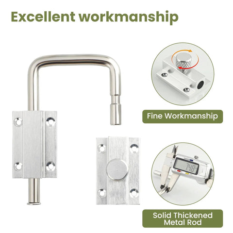 4 Inch Sliding Door Loop Lock With 90/180 Degree Install, U-Bolt Security Latch, rustproof zinc alloy, side view