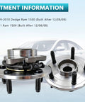 Front Wheel Bearing Hub Assembly 515126 Pair For Dodge Ram 1500 2009 2010 2011 Built After 12082008 Front Left And Right Hubs 5 Bolt Flange 3 Bolt Triangular ABS Sensor Compatible