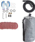 Accessories for Drywall Sander Workhorse 750W With 800 To 1750 RPM, including vacuum bag, gloves, sanding pads.