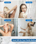 Family using High Pressure 48 Setting Dual Shower Head With Handheld And Sliding Bar Chrome Finish No Drill Installation 3 Way Diverter.