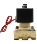 Front view of One-Half Inch Electric Solenoid Valve 2W-160-15 AC110V Brass Normally Closed Valve for water, air, oil, and gas.