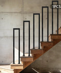 Dead Solid Three Foot U Shaped Staircase Handrail With Non Slip Grip Heavy Duty Galvanized Wrought Iron Railing on wooden steps.