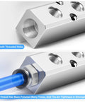 Industrial Grade 10 Way 12 Port Aluminum Pneumatic Shunt Block For Air Distribution Manifold System, showing threaded ports.