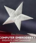 Close-up of Heavy Duty Outdoor US Flag 2.5x4 Ft with embroidered star showcasing exquisite craftsmanship and high-quality material.