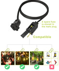 Built Tough 16 Foot Black Extension Cord With Two Prong Plug And 20 AWG Waterproof Cable designed for outdoor string lights with spare fuse.