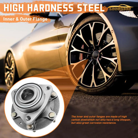 2-Piece Rear Wheel Hub And Bearing Assembly Set For 2012-2018 Focus Without Active Park Assist, 5-Lug With Magnetic ABS Encoder