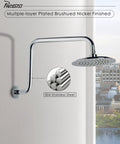 Shaped S Shower Arm With Flange Chrome High Rise Extension For Rain Shower Heads, 16.65 Inch Length, mounted on wall