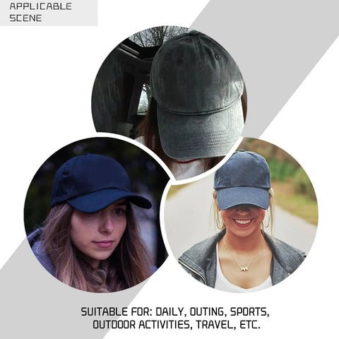 Collage of Women's RV Pilot Hat For Journeys And Road Trip Ready Camper Style Vacation Cap with Adjustable Strap in various settings