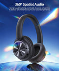 Hybrid Active Noise Canceling Wireless Headphones With 120-Hour Battery Life Bluetooth 6.0 Over-Ear Headphones, Black, in 360° audio