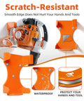 Leaf Blower Hanger Mount for Garage Wall 1 Pack Upgrade Handheld Rack Rubber Coated Holder Fits BG 86 SH86 Models Keeps Your Blower Ready and Off the Floor, shown holding a blower securely with orange rubber coating.