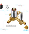 Rainfall Shower System valve pressure balance component with brass body, water connectors, and ceramic core for spa-like experience.