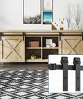 Six Foot Double Barn Door Track Kit For Smooth Quiet Sliding Cabinets 72 Inch Rail on wooden cabinet setup