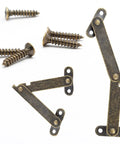 Top Shelf 6 Piece Folding Lid Stay Hinges Retro Bronze Finish For Wooden Jewelry Boxes Craft Cabinets with screws.