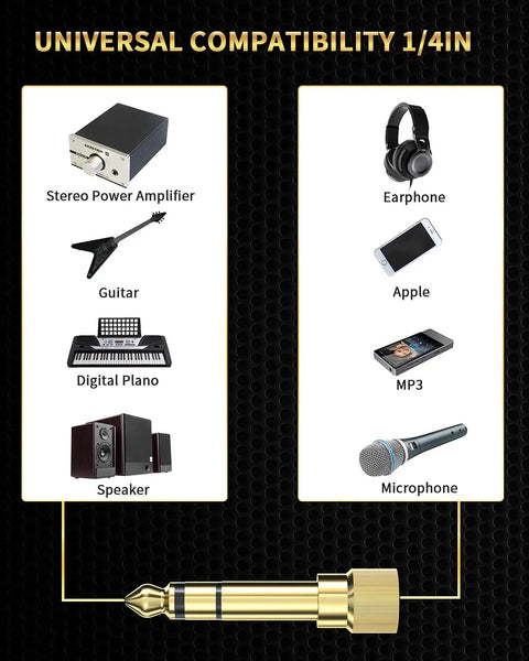 Dope Hella Smooth 6.35Mm To 3.5Mm Audio Adapter Gold Plated Screw On stereo jack connector compatibility chart with devices.