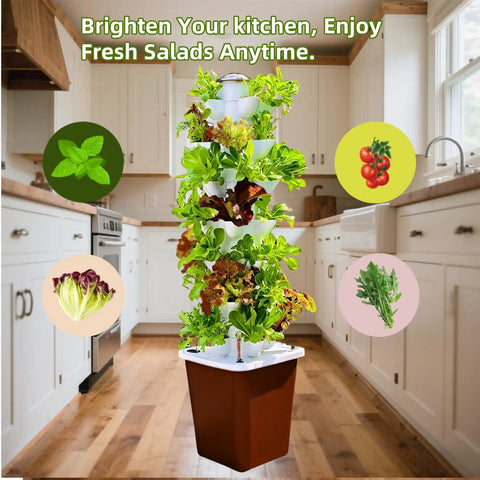 Dope Indoor 7 Tier Hydroponic Garden Tower With 35 Planting Pods For Soil Free Year Round Herbs Lettuce And Veggies