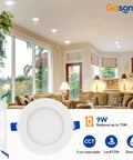 Living room with recessed lighting, featuring 12 Pack 4 Inch LED Recessed Ceiling Lights With Junction Box, Dimmable, IC Rated