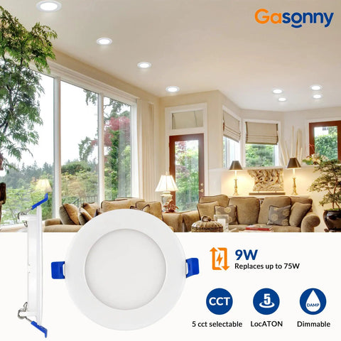 Living room with recessed lighting, featuring 12 Pack 4 Inch LED Recessed Ceiling Lights With Junction Box, Dimmable, IC Rated