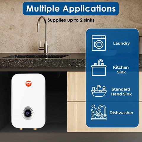 Instant Tankless Water Heater 240V 7kW Self Modulating With No Standby Losses For Under Sink Kitchen And Shower Hot Water 2.5 GPM