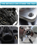 Close-up of Front Wheel Hub Bearing Assembly For 5 Lug Vehicles Compatible With Malibu 2004 2012 Cobalt 2008 2010 HHR 2008 2010 G6 2005 2010 Saturn Aura 2007 2009 With ABS Replacement 513214 showing details and connections.