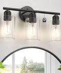 Dope Matte Black 3 Light Vanity Light Over Mirror With Glass Shades UL Certified Bathroom Wall Sconces Modern Black Vanity Fixture