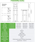 DIHOOL electric lift table schematic with motorized lifting column and 14.6-30.1 in height; front and side views