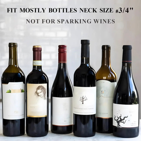 Keep Wine Fresh Up To 7 Days With This Reusable Vacuum Pump And Four Stopper Set on various wine bottles.