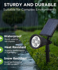 Sun-Powered Outdoor Solar Lights, Waterproof Garden Pathway Spotlights, Landscape Yard Wall Mount in rainy garden setup